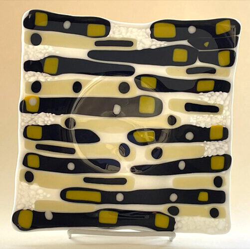 brown and black glass platter